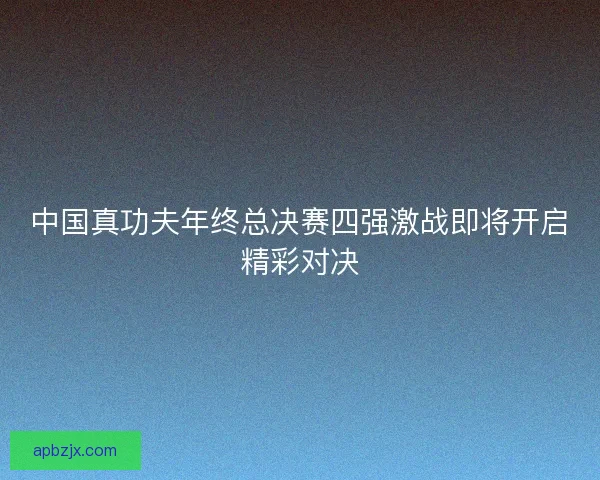 中国真功夫年终总决赛四强激战即将开启精彩对决